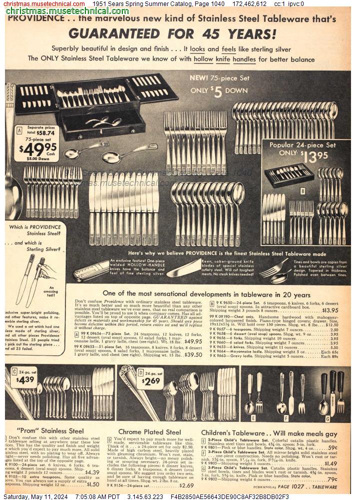 1951 Sears Spring Summer Catalog, Page 1040