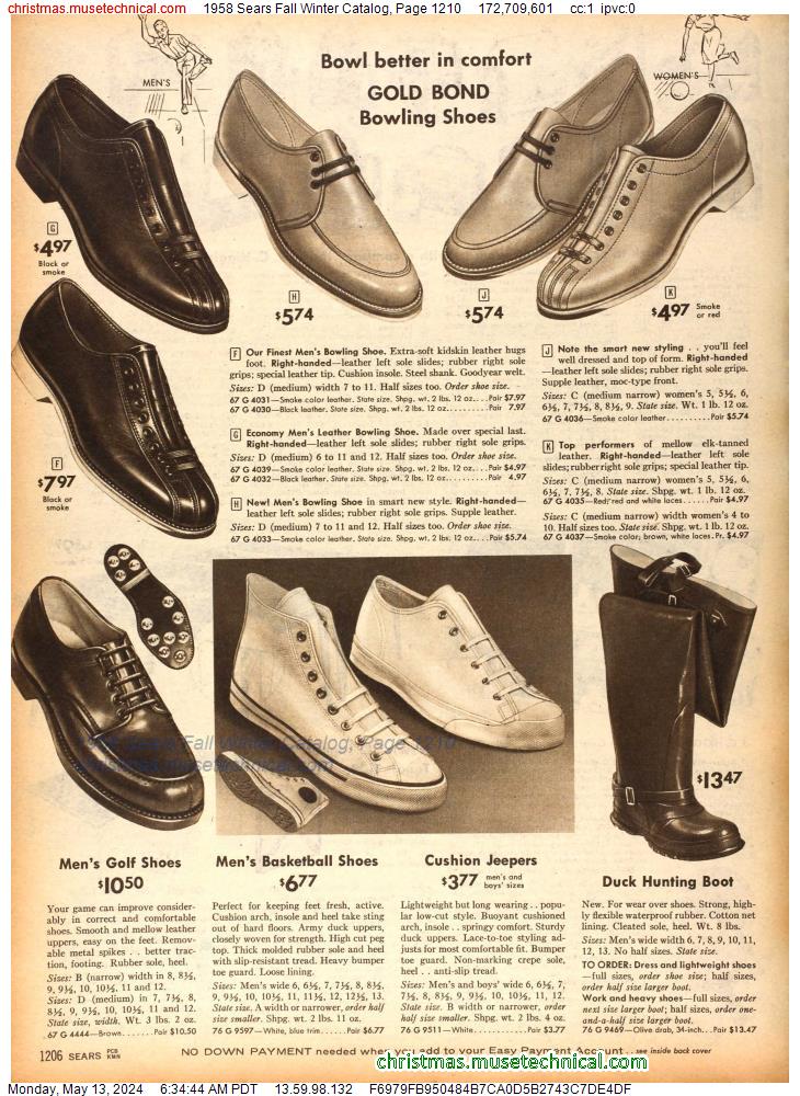 1958 Sears Fall Winter Catalog, Page 1210