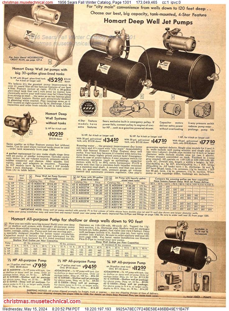 1956 Sears Fall Winter Catalog, Page 1301