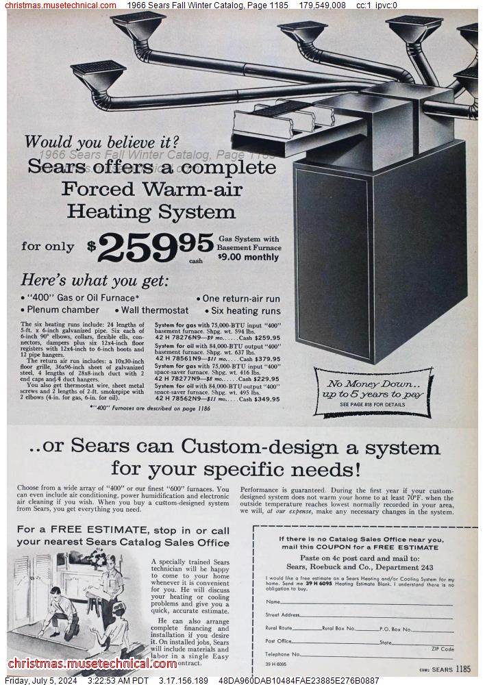 1966 Sears Fall Winter Catalog, Page 1185