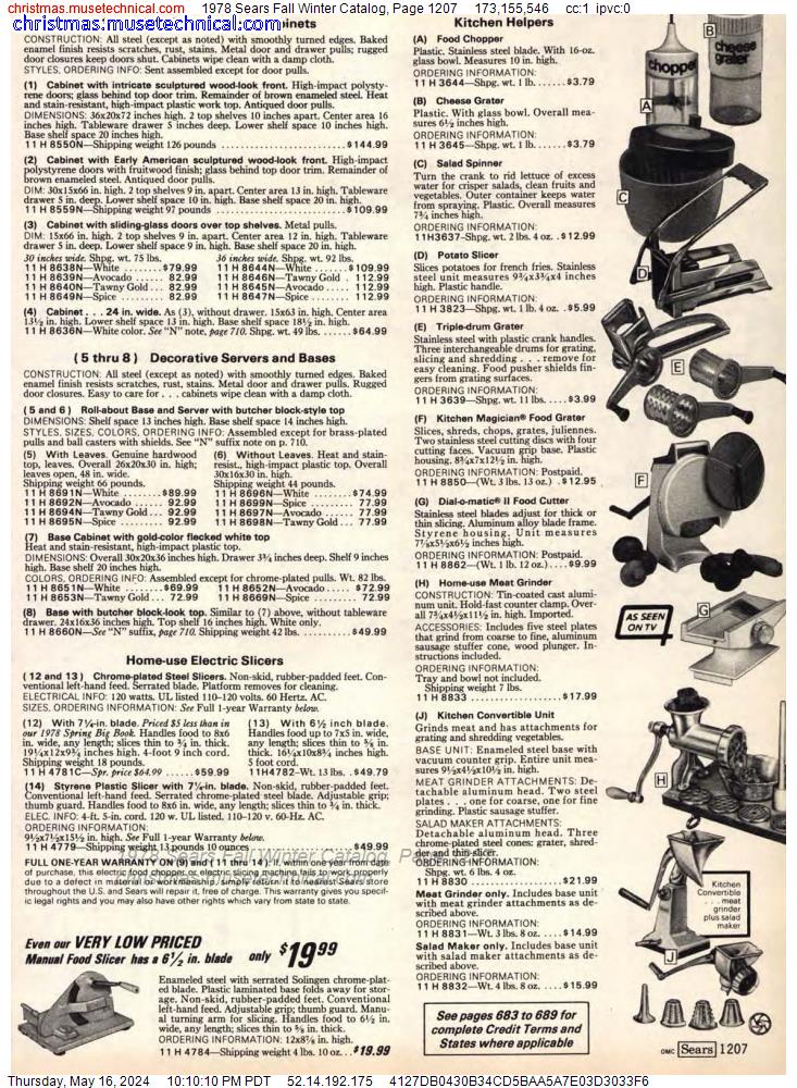 1978 Sears Fall Winter Catalog, Page 1207