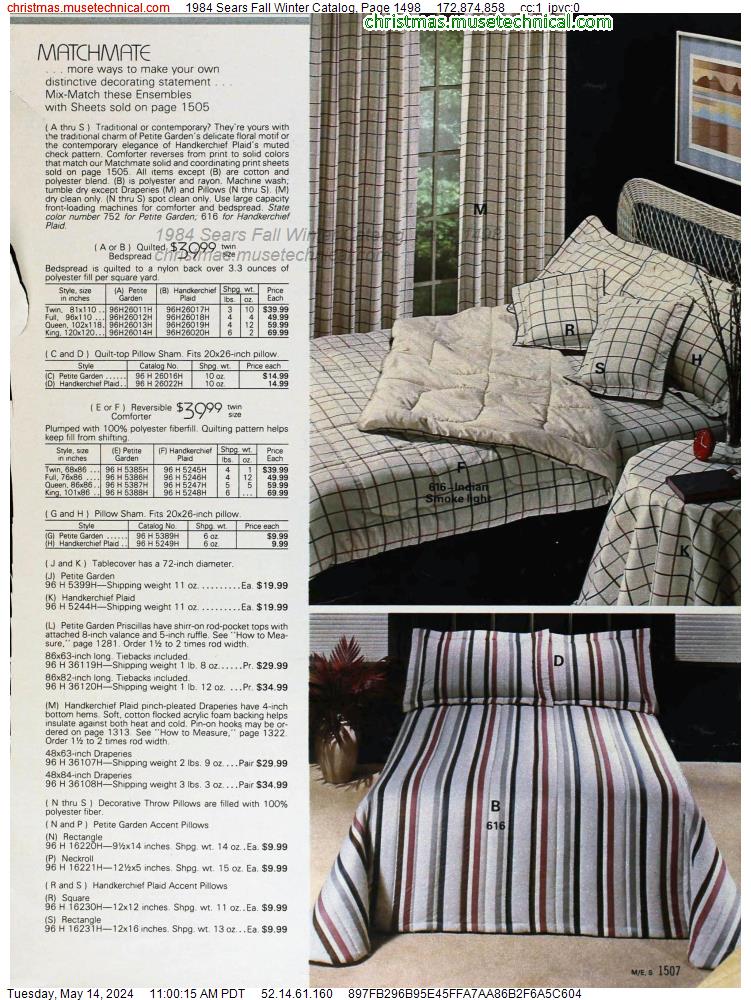 1984 Sears Fall Winter Catalog, Page 1498