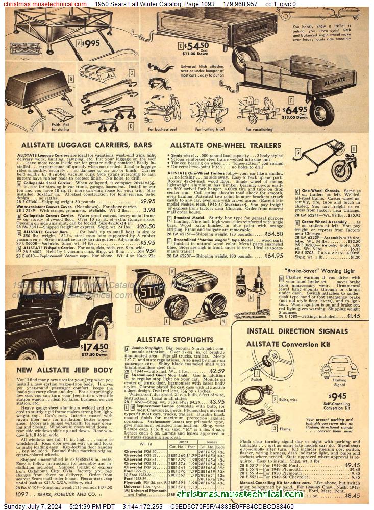 1950 Sears Fall Winter Catalog, Page 1093