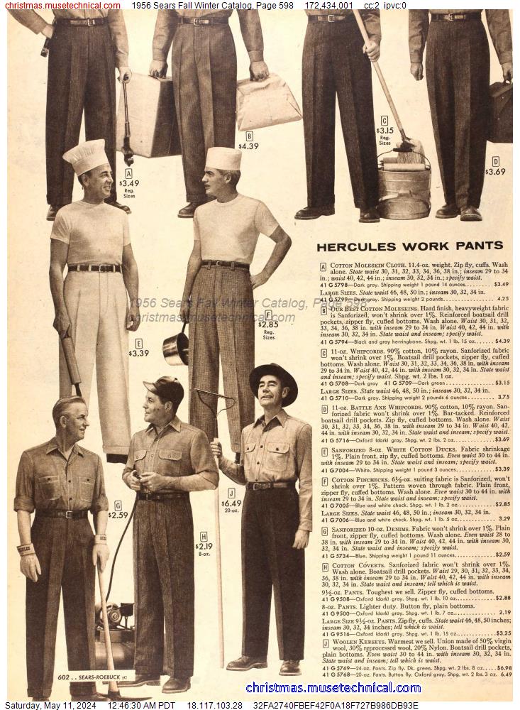 1956 Sears Fall Winter Catalog, Page 598