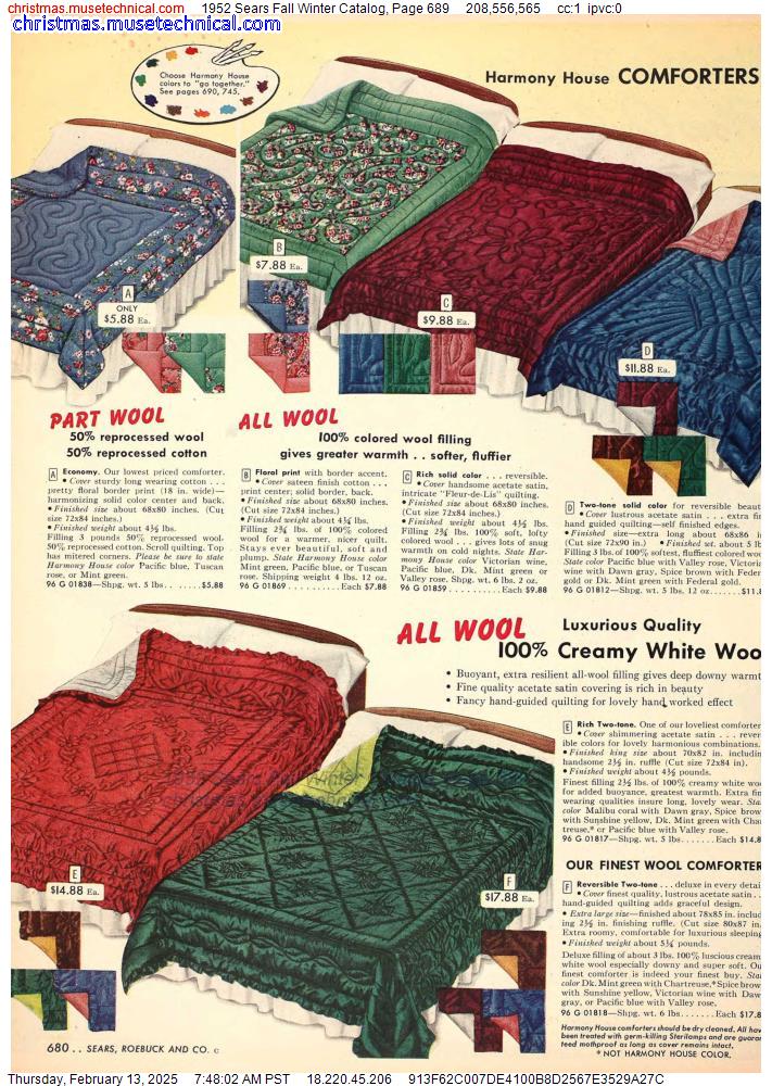 1952 Sears Fall Winter Catalog, Page 689