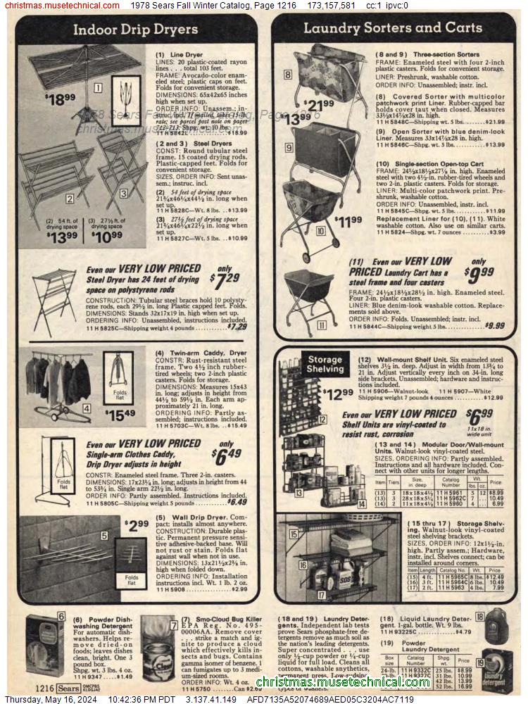 1978 Sears Fall Winter Catalog, Page 1216