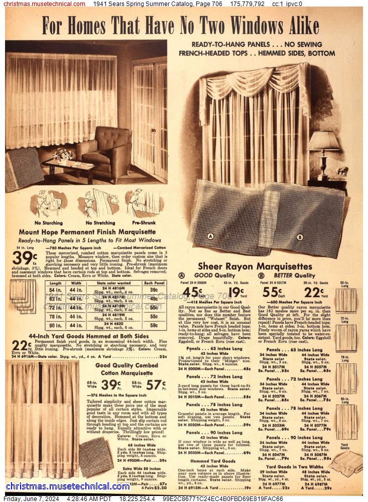 1941 Sears Spring Summer Catalog, Page 706