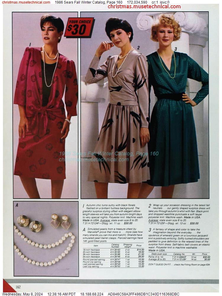 1986 Sears Fall Winter Catalog, Page 160