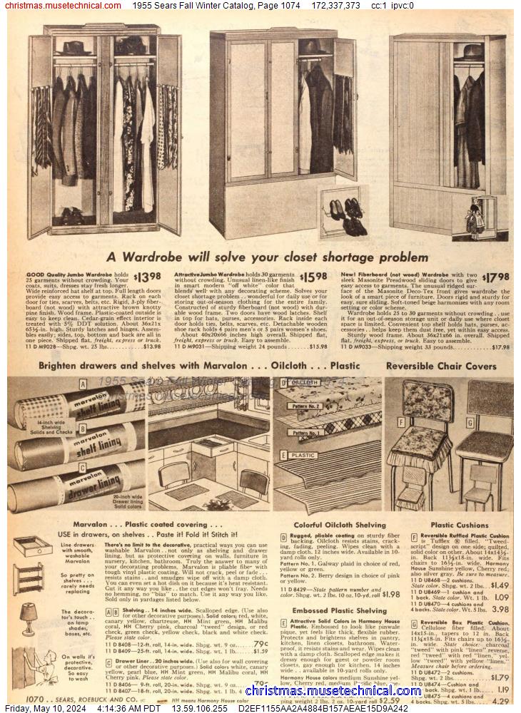 1955 Sears Fall Winter Catalog, Page 1074