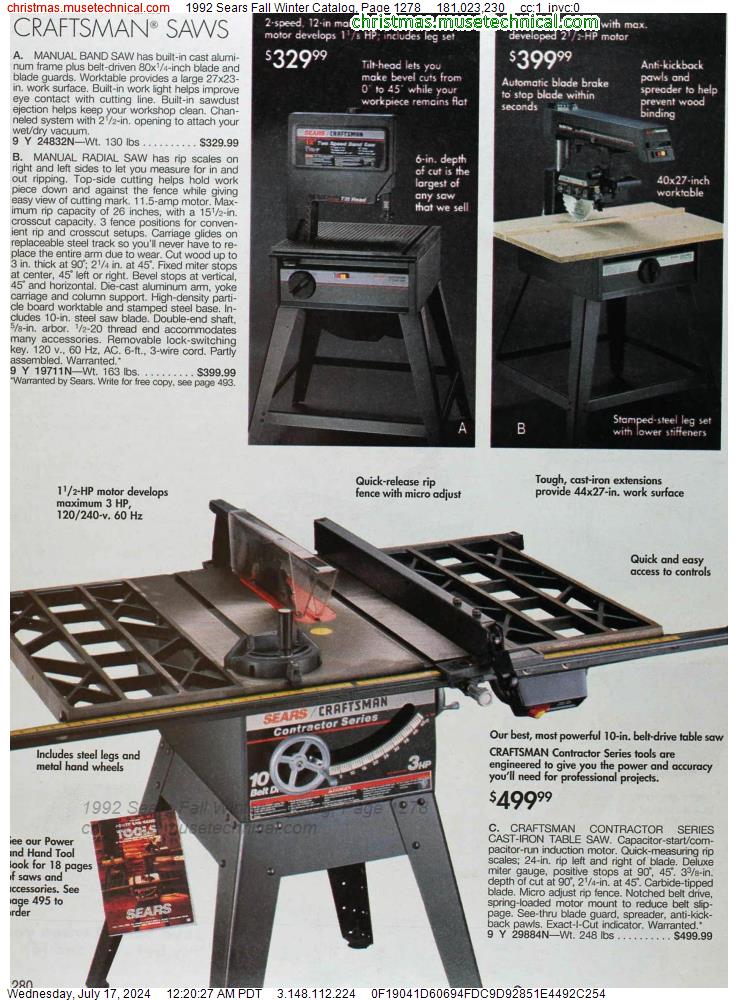 1992 Sears Fall Winter Catalog, Page 1278