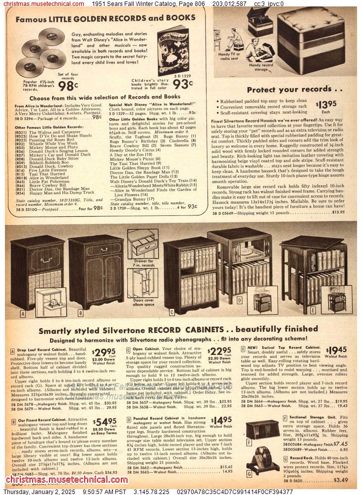 1951 Sears Fall Winter Catalog, Page 806