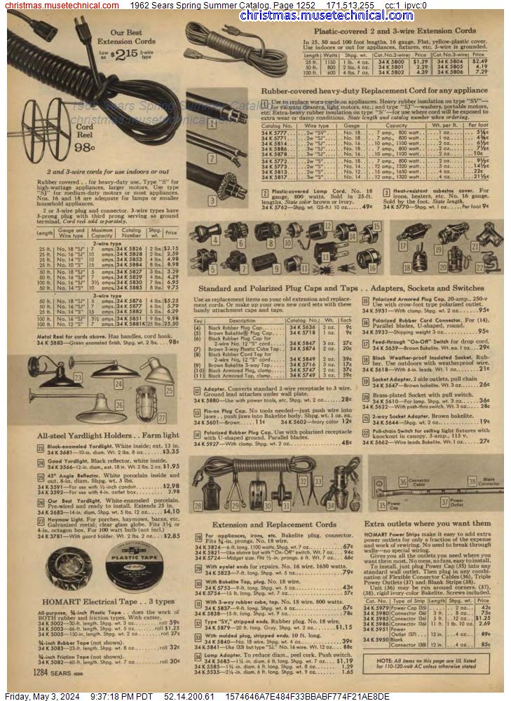 1962 Sears Spring Summer Catalog, Page 1252