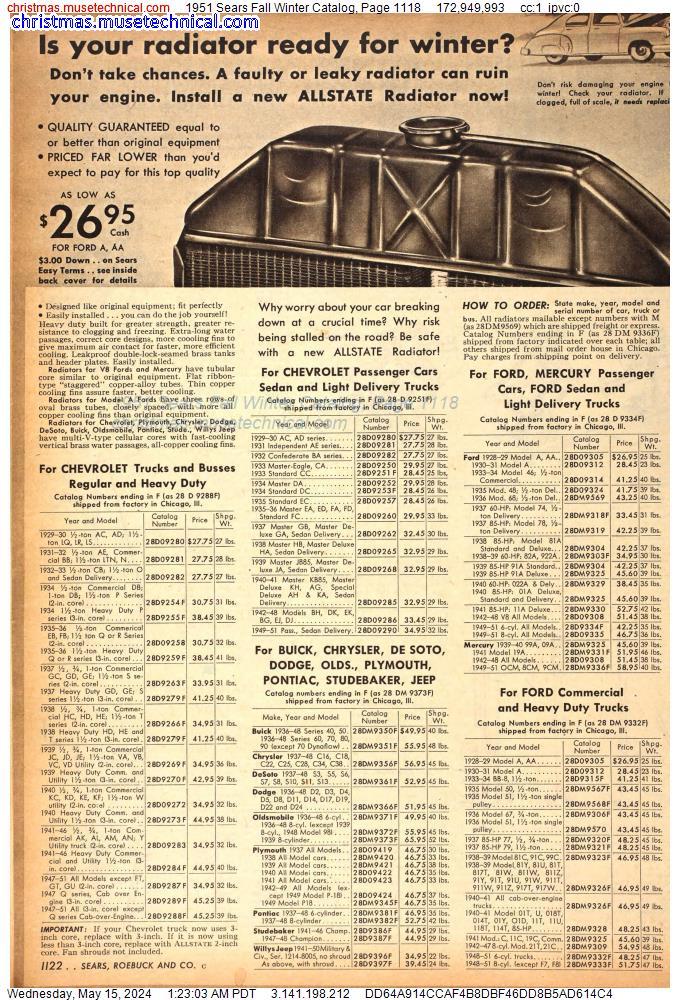 1951 Sears Fall Winter Catalog, Page 1118