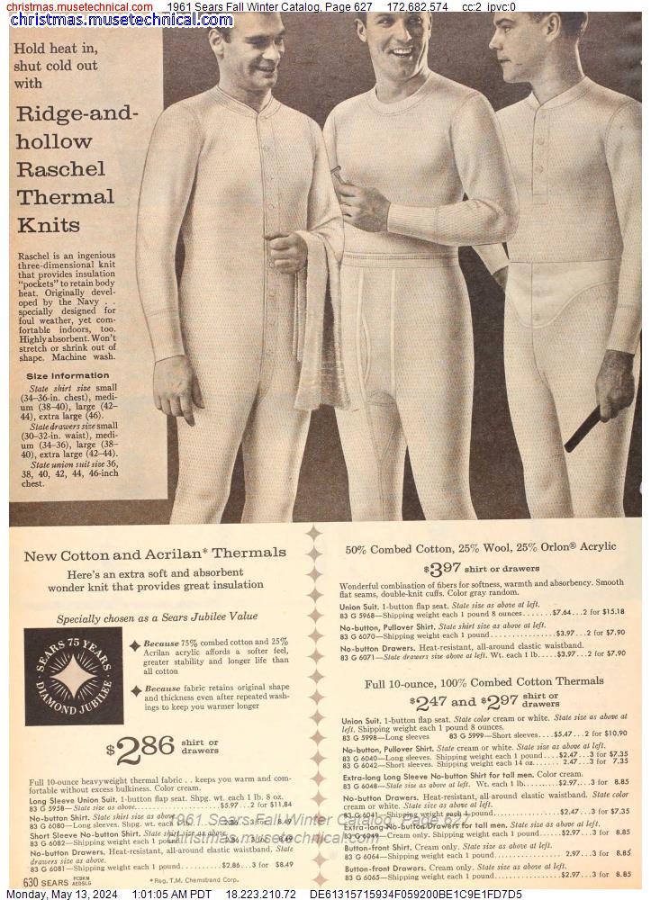 1961 Sears Fall Winter Catalog, Page 627