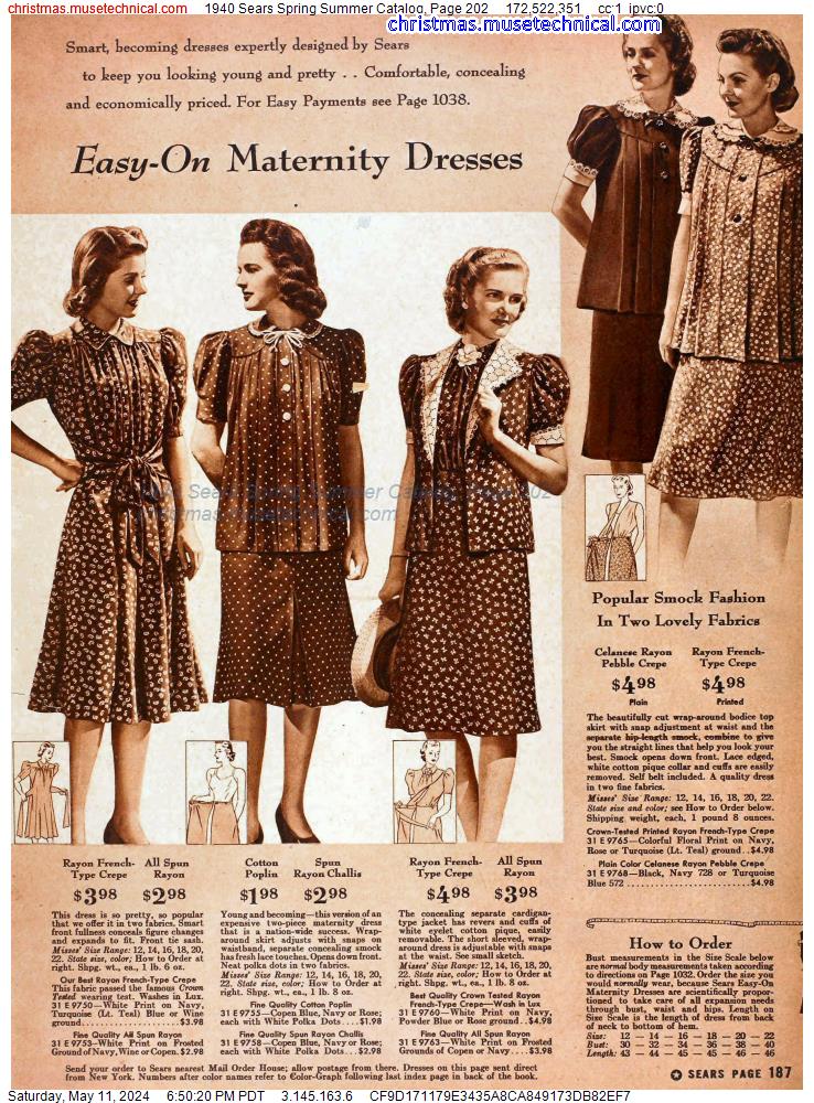 1940 Sears Spring Summer Catalog, Page 202