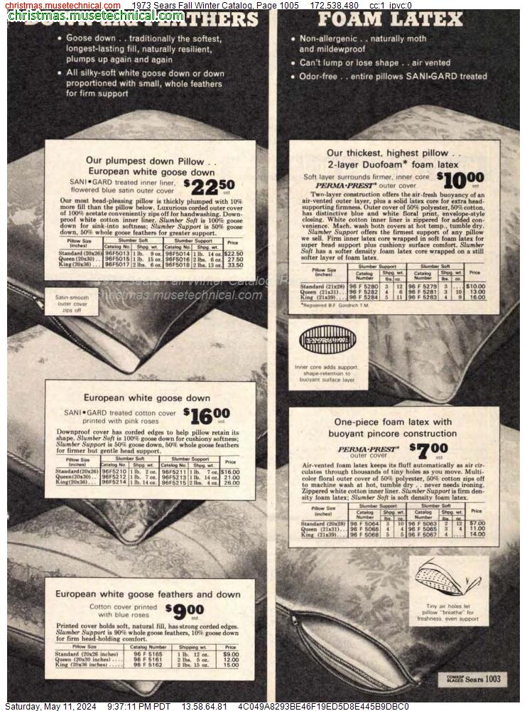 1973 Sears Fall Winter Catalog, Page 1005