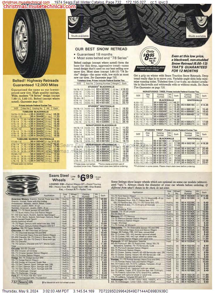 1974 Sears Fall Winter Catalog, Page 732