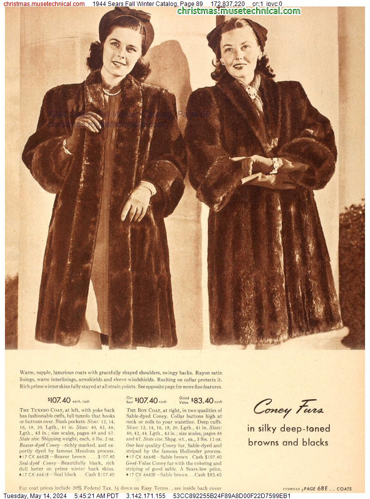1944 Sears Fall Winter Catalog, Page 89