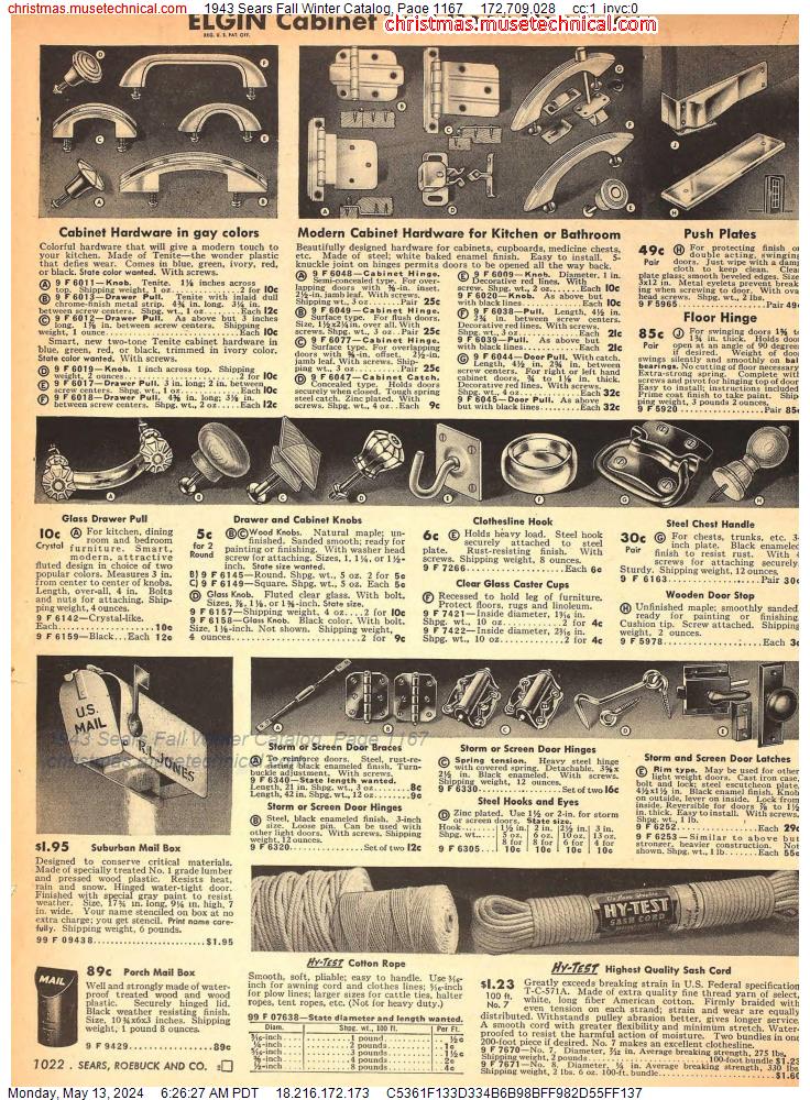 1943 Sears Fall Winter Catalog, Page 1167