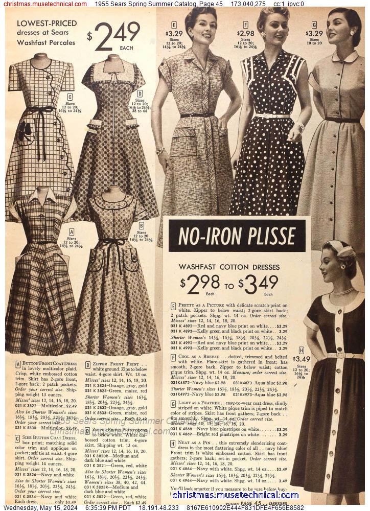 1955 Sears Spring Summer Catalog, Page 45