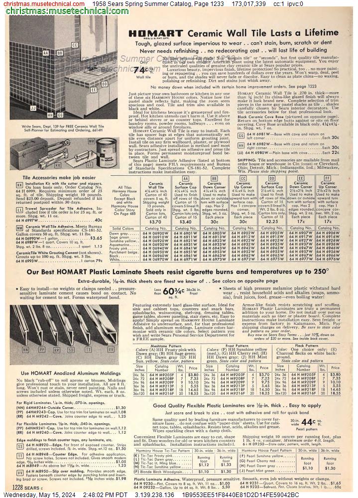 1958 Sears Spring Summer Catalog, Page 1233