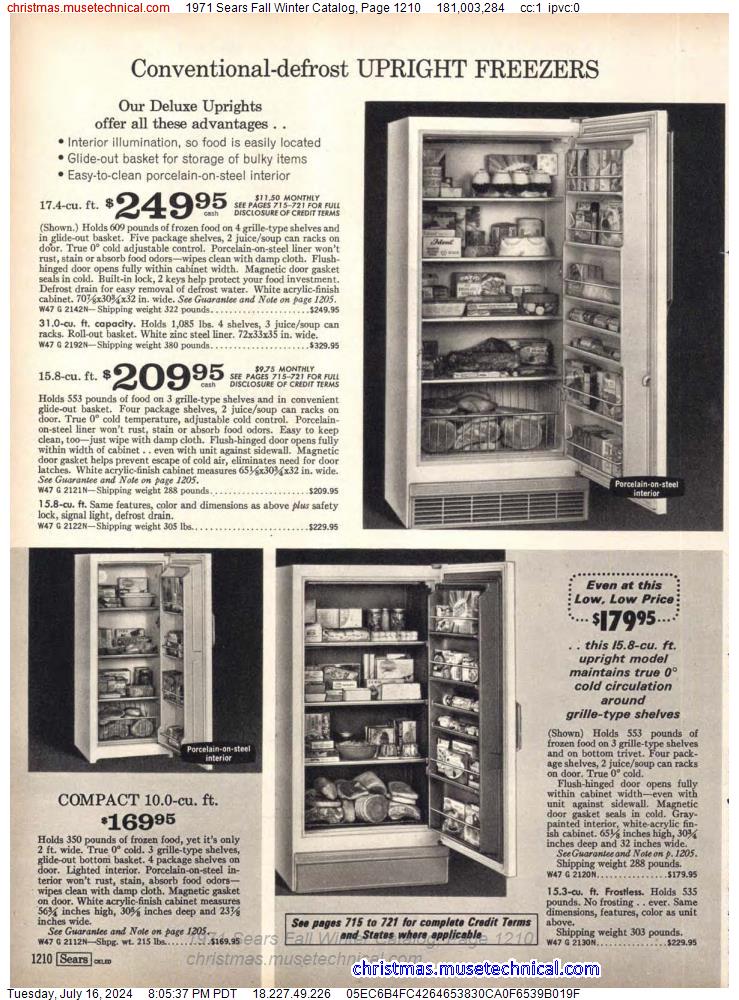 1971 Sears Fall Winter Catalog, Page 1210