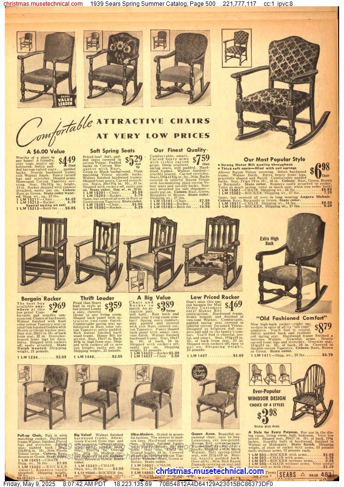 1939 Sears Spring Summer Catalog, Page 500