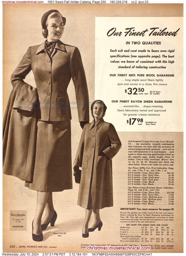 1951 Sears Fall Winter Catalog, Page 250