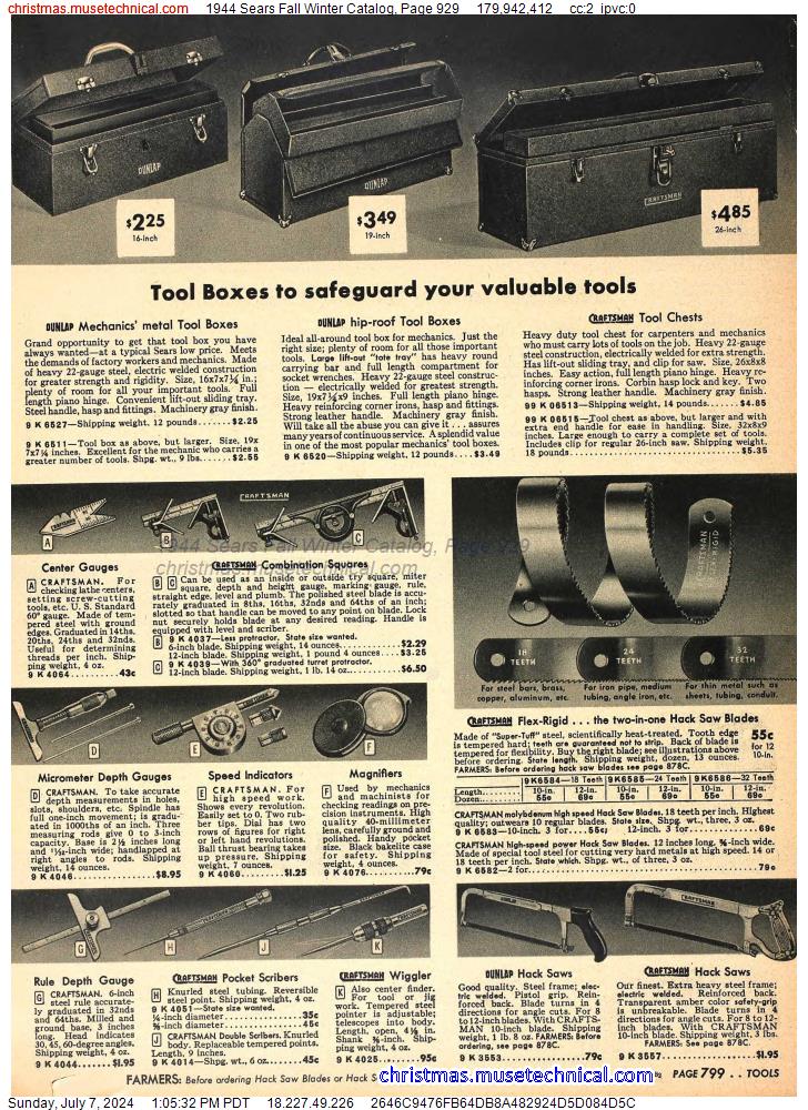 1944 Sears Fall Winter Catalog, Page 929