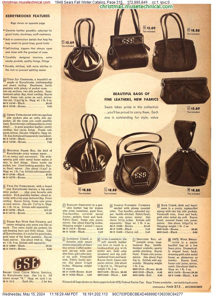 1948 Sears Fall Winter Catalog, Page 315 - Catalogs & Wishbooks