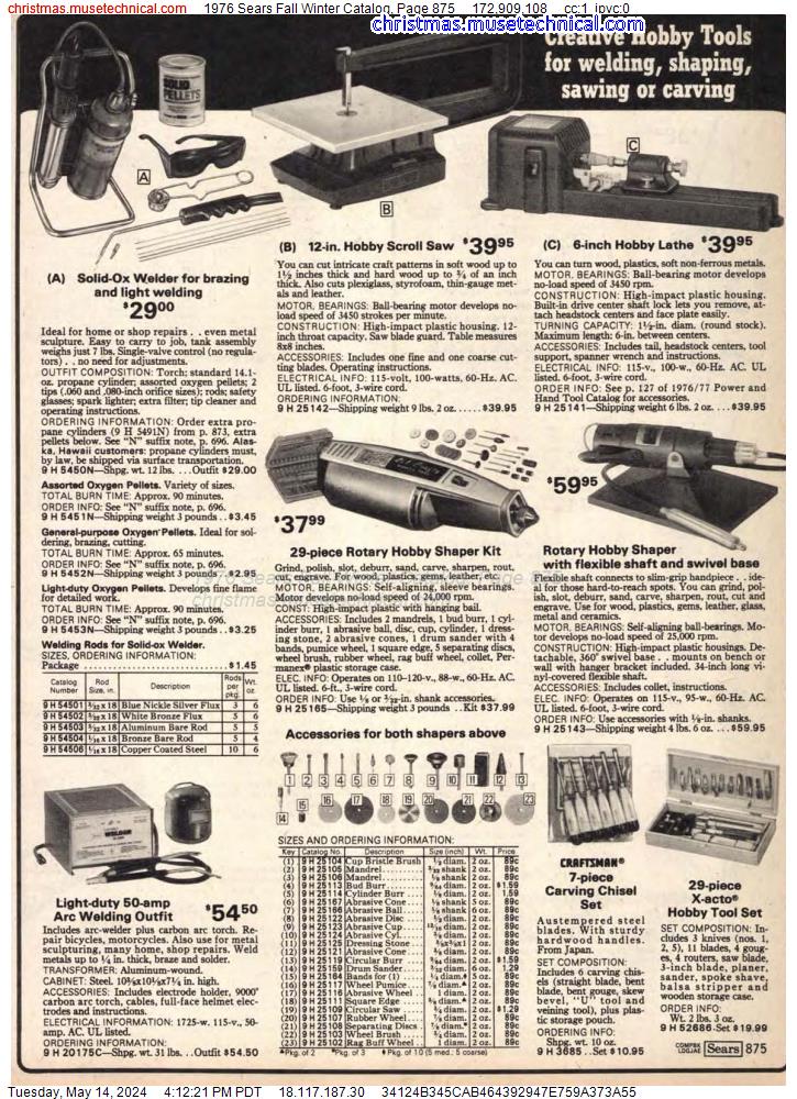 1976 Sears Fall Winter Catalog, Page 875