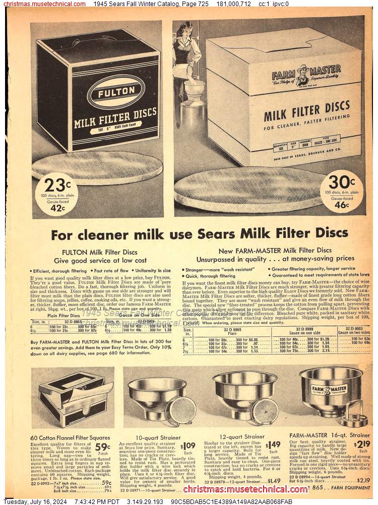 1945 Sears Fall Winter Catalog, Page 725