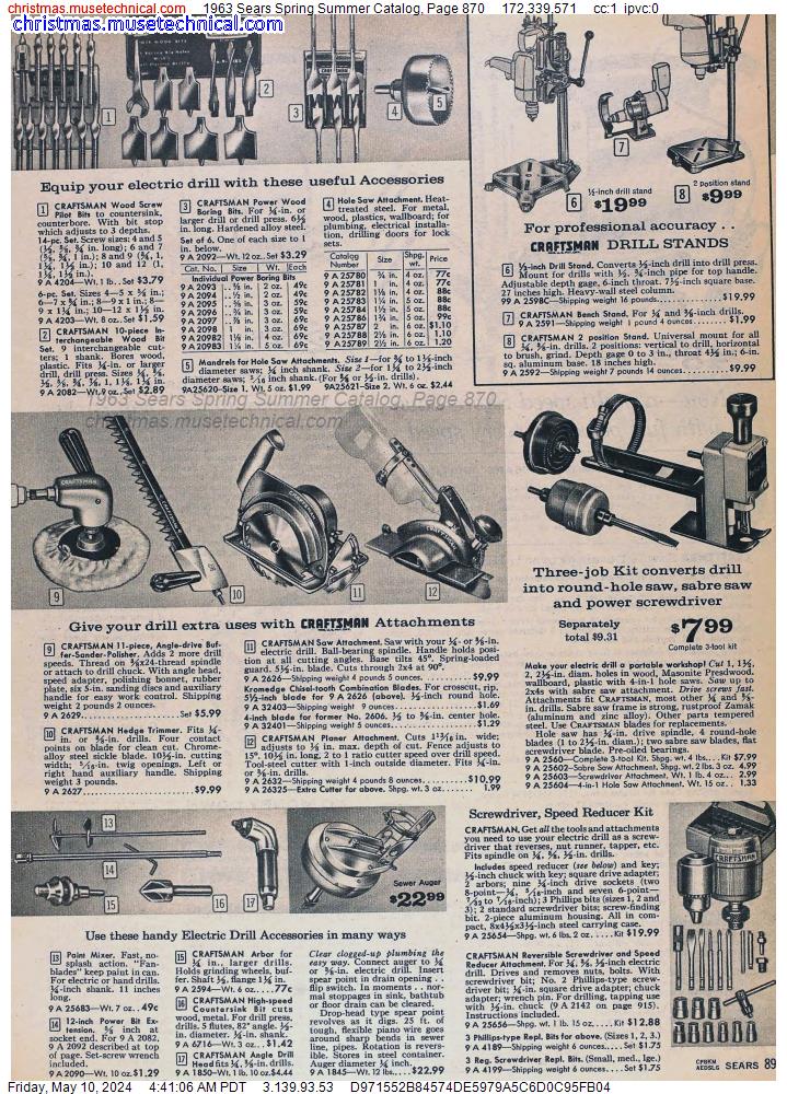 1963 Sears Spring Summer Catalog, Page 870