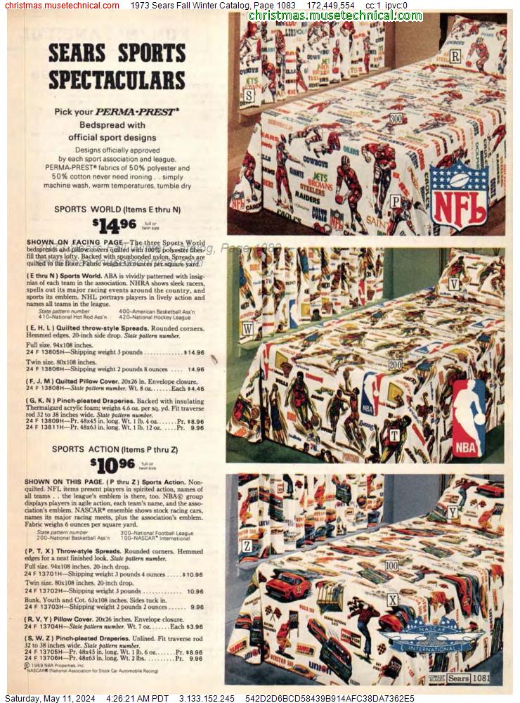 1973 Sears Fall Winter Catalog, Page 1083
