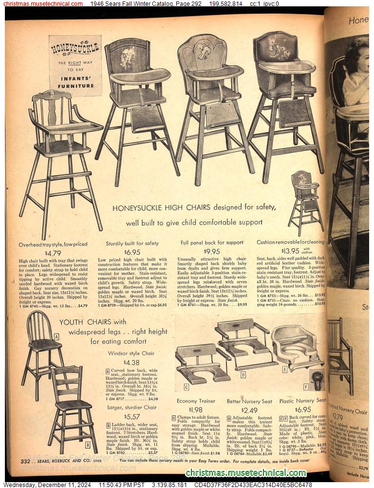 1946 Sears Fall Winter Catalog, Page 292