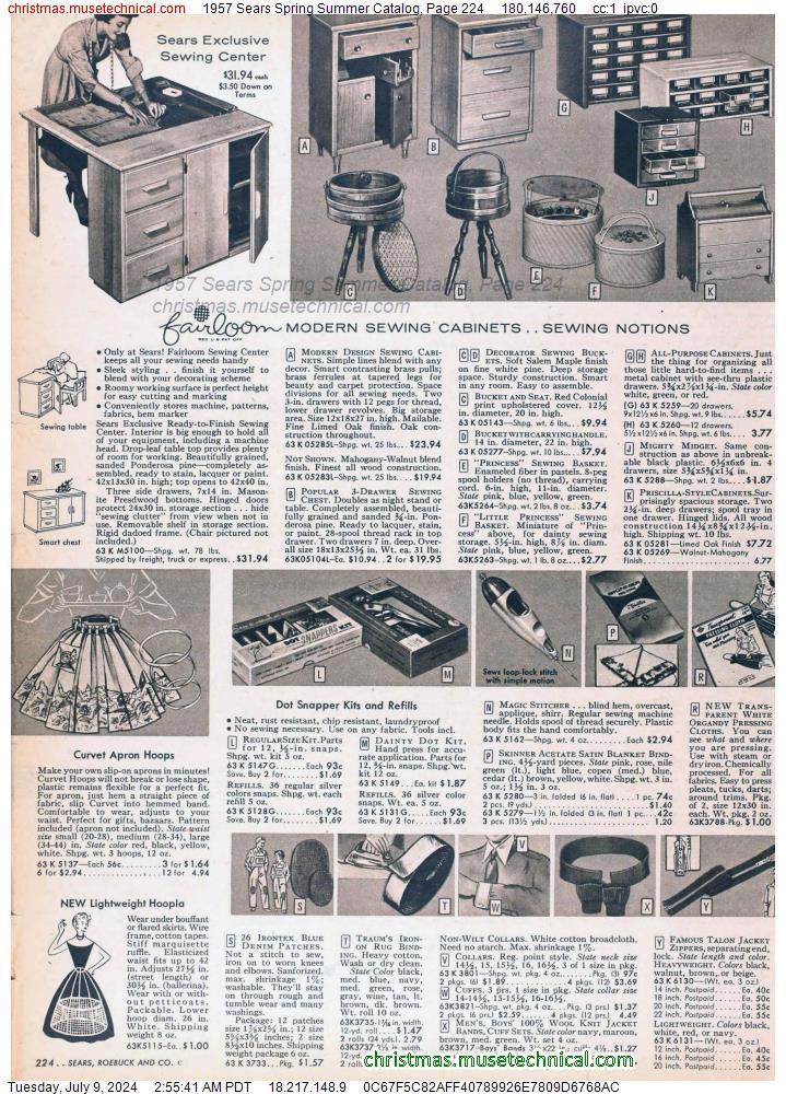 1957 Sears Spring Summer Catalog, Page 224