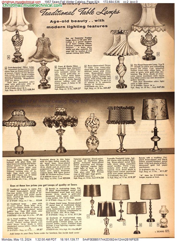 1957 Sears Fall Winter Catalog, Page 824