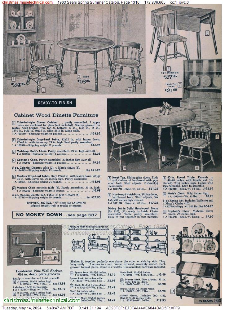 1963 Sears Spring Summer Catalog, Page 1316