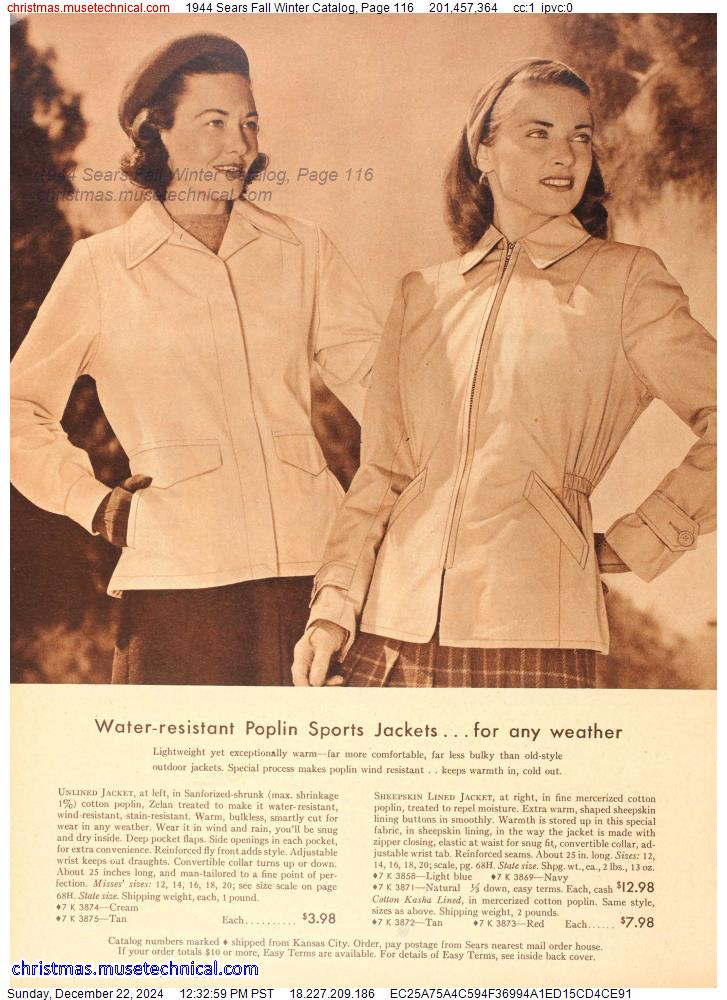 1944 Sears Fall Winter Catalog, Page 116