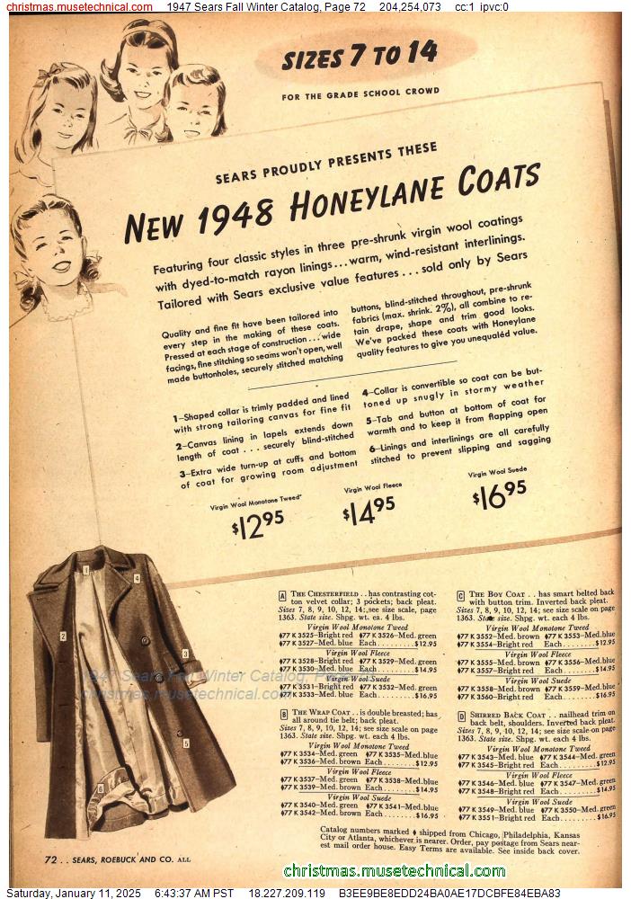 1947 Sears Fall Winter Catalog, Page 72