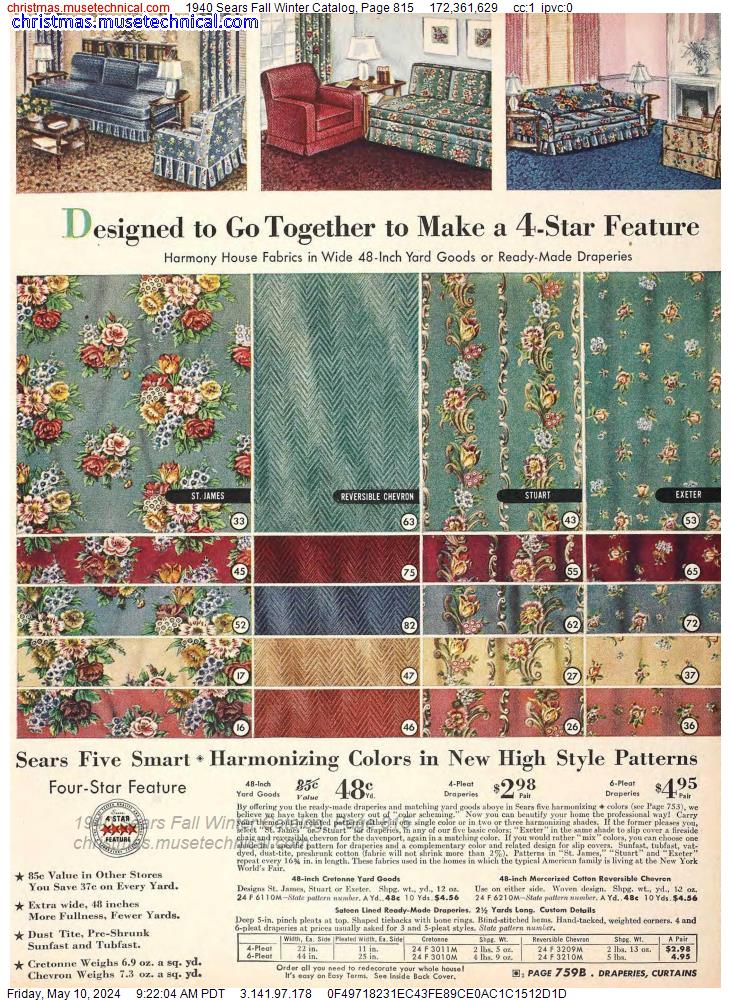 1940 Sears Fall Winter Catalog, Page 815
