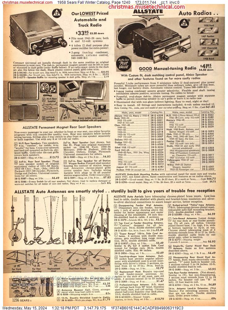1958 Sears Fall Winter Catalog, Page 1240