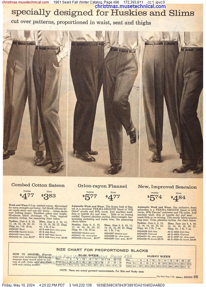 1961 Sears Fall Winter Catalog, Page 496
