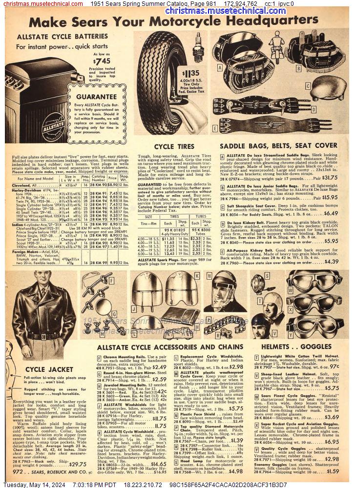 1951 Sears Spring Summer Catalog, Page 981