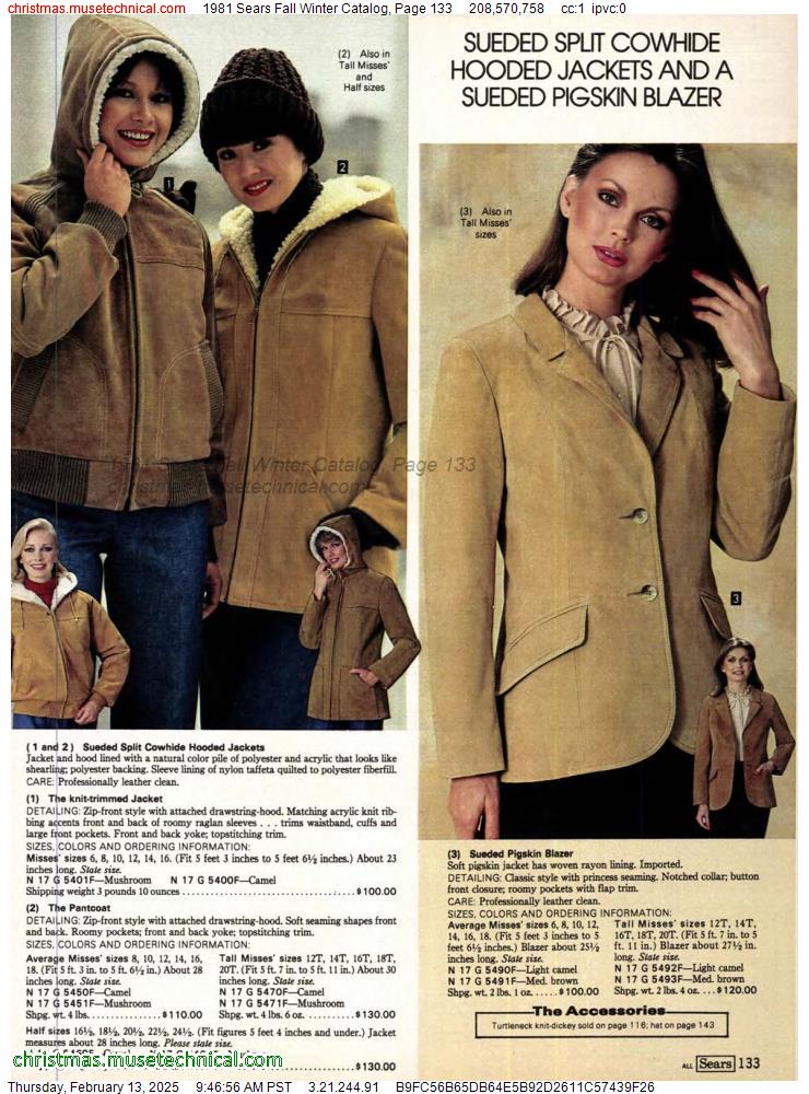 1981 Sears Fall Winter Catalog, Page 133