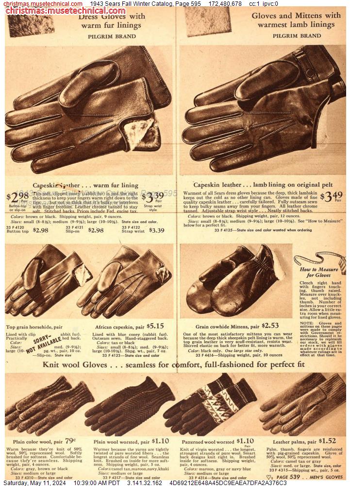 1943 Sears Fall Winter Catalog, Page 595