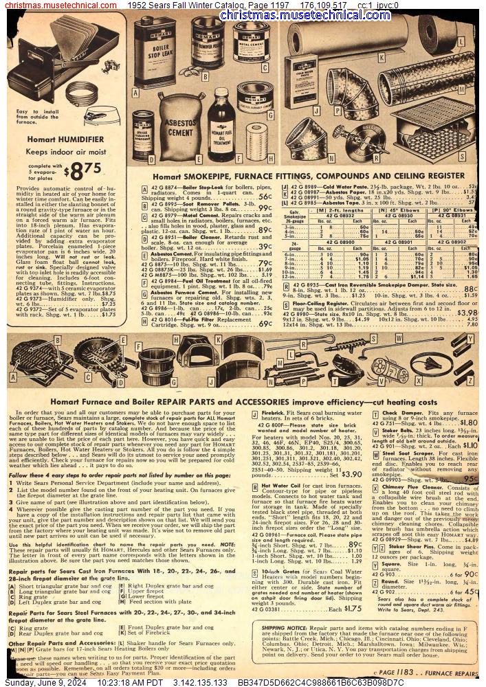 1952 Sears Fall Winter Catalog, Page 1197