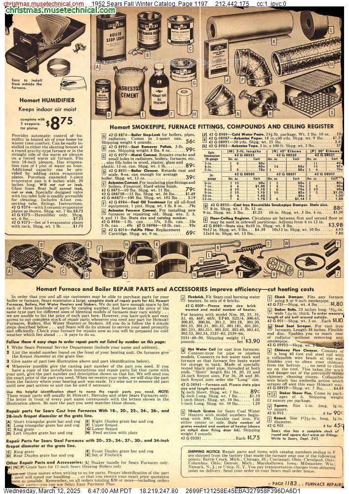 1952 Sears Fall Winter Catalog, Page 1197