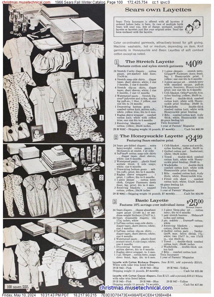 1966 Sears Fall Winter Catalog, Page 100