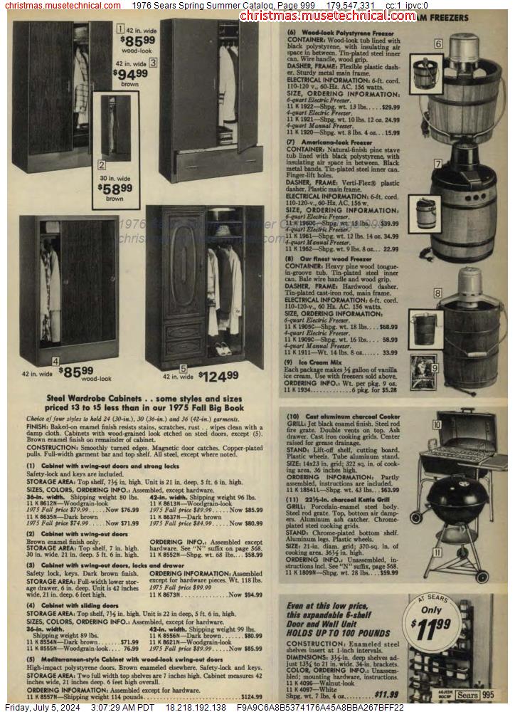 1976 Sears Spring Summer Catalog, Page 999